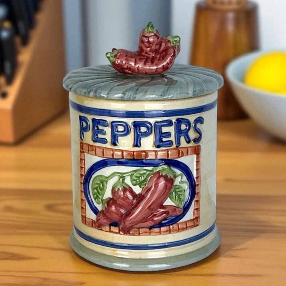 Vintage Pepper Canister Farmhouse Stoneware with Lid Multicolor 4 Cup 7 1/2” H - Picture 16 of 16